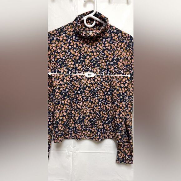 Self Esteem Women's Size Medium Blue Floral Top Blouse Long Sleeve Shirt BP0803 - Picture 5 of 7